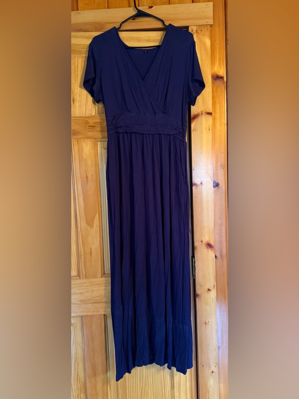 XL- Elegant Dark Blue Maxi Dress with pockets